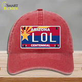 Arizona Centennial LOL Novelty License Plate Hat Unconstructed Cotton / Red