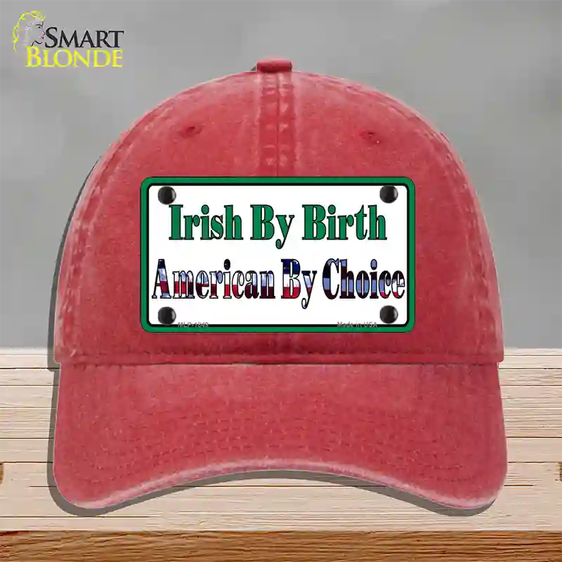 Irish By Birth Novelty License Plate Hat Unconstructed Cotton / Red
