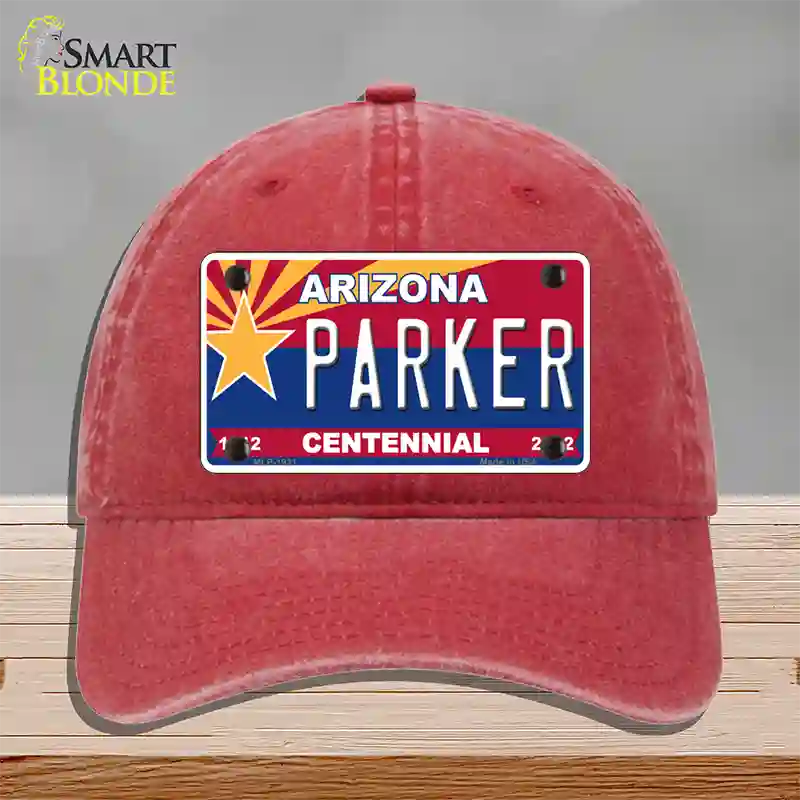Arizona Centennial Parker Novelty License Plate Hat Unconstructed Cotton / Red