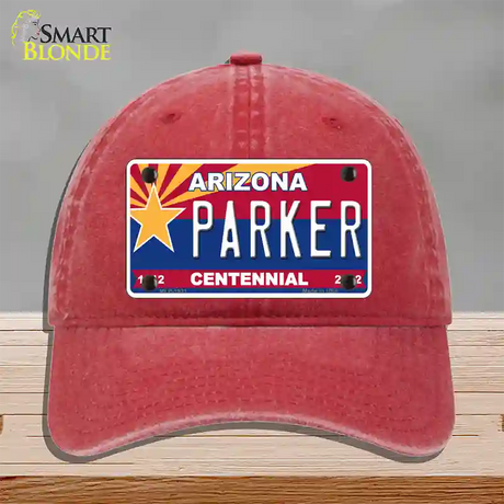 Arizona Centennial Parker Novelty License Plate Hat Unconstructed Cotton / Red