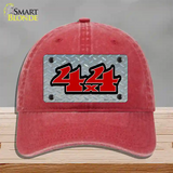 4 X 4 Diamond Novelty License Plate Hat Unconstructed Cotton / Red