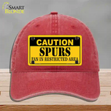 Caution Spurs Fan Novelty License Plate Hat Unconstructed Cotton / Red