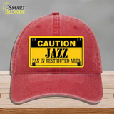 Caution Jazz Fan Novelty License Plate Hat Unconstructed Cotton / Red