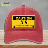 Caution As Fan Novelty License Plate Hat Unconstructed Cotton / Red