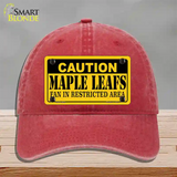 Caution Maple Leafs Novelty License Plate Hat Unconstructed Cotton / Red