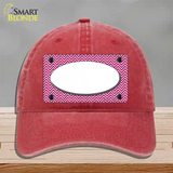Pink White Chevon White Center Oval Novelty License Plate Hat Unconstructed Cotton / Red
