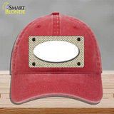 Gold White Chevon White Center Oval Novelty License Plate Hat Unconstructed Cotton / Red