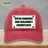 Spending Inheritance Novelty License Plate Hat Unconstructed Cotton / Red