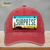 Surprise Arizona Novelty License Plate Hat Unconstructed Cotton / Red