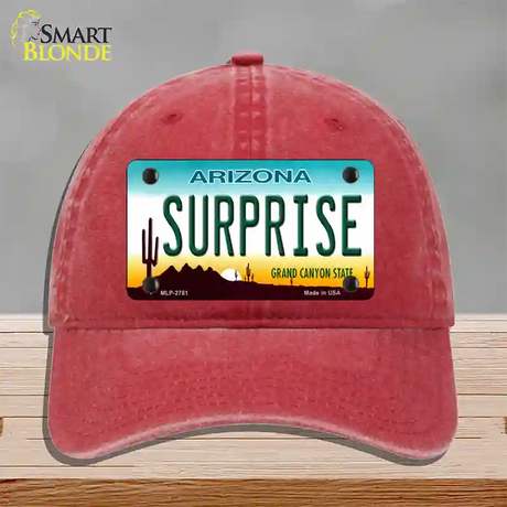 Surprise Arizona Novelty License Plate Hat Unconstructed Cotton / Red