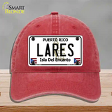 Lares Puerto Rico Novelty License Plate Hat Unconstructed Cotton / Red