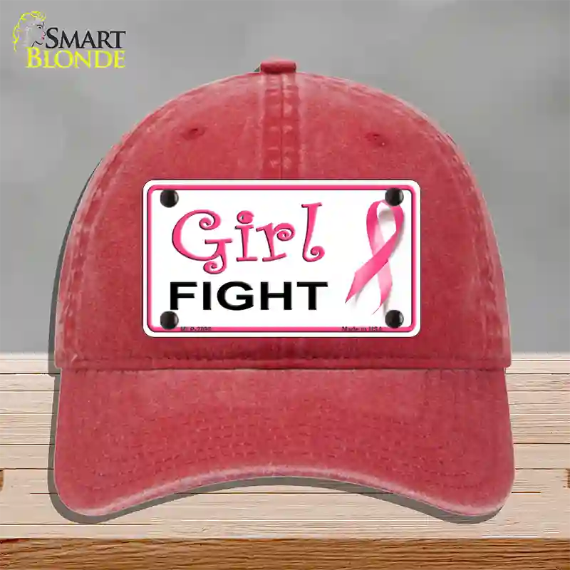 Girl Fight Novelty License Plate Hat Sign Unconstructed Cotton / Red