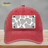 Grey White Giraffe Novelty License Plate Hat Unconstructed Cotton / Red
