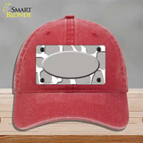 Grey White Giraffe Grey Center Oval Novelty License Plate Hat Unconstructed Cotton / Red
