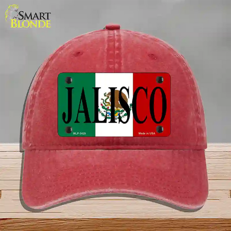 Jalisco Mexico Flag Novelty License Plate Hat Unconstructed Cotton / Red