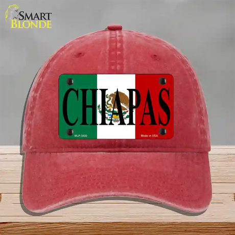 Chiapas Novelty License Plate Hat Unconstructed Cotton / Red