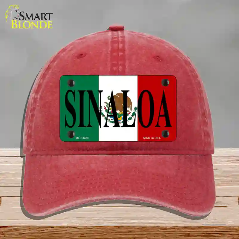 Sinaloa Novelty License Plate Hat Unconstructed Cotton / Red