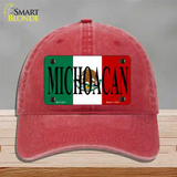 Michoacan Mexico Flag Novelty License Plate Hat Unconstructed Cotton / Red