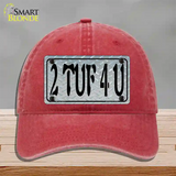 2 TUF 4 U Diamond Novelty License Plate Hat Unconstructed Cotton / Red
