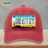 Good As It Gets Arizona Novelty License Plate Hat Unconstructed Cotton / Red