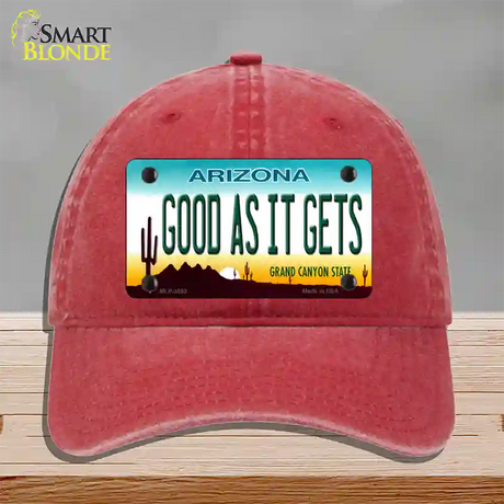 Good As It Gets Arizona Novelty License Plate Hat Unconstructed Cotton / Red