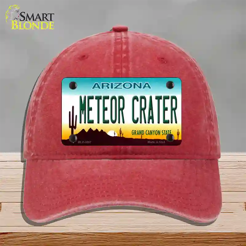 Arizona Meteor Crater Novelty License Plate Hat Unconstructed Cotton / Red