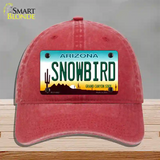 Snowbird Arizona Novelty License Plate Hat Unconstructed Cotton / Red
