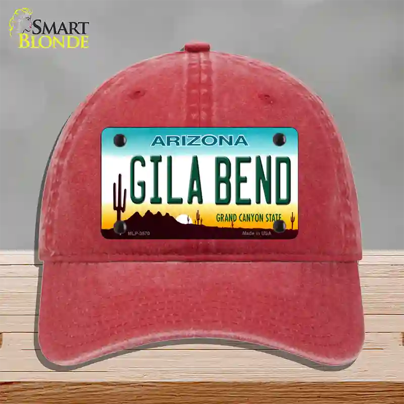 Gila Bend Arizona Novelty License Plate Hat Unconstructed Cotton / Red