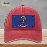 North Dakota State Flag Novelty License Plate Hat Unconstructed Cotton / Red