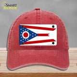 Ohio State Flag Novelty License Plate Hat Unconstructed Cotton Red