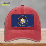 Utah State Flag Novelty License Plate Hat Unconstructed Cotton / Red