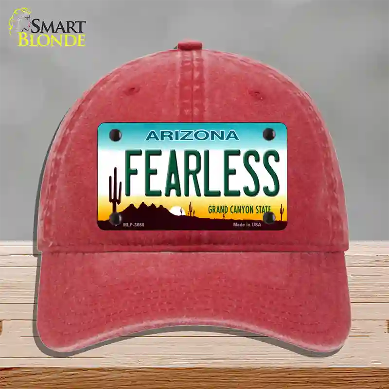 Fearless Arizona Novelty License Plate Hat Unconstructed Cotton / Red