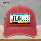 Fearless Arizona Novelty License Plate Hat Unconstructed Cotton / Red