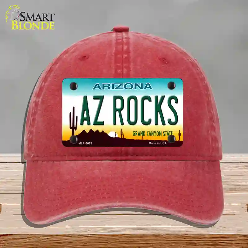 Az Rocks Novelty License Plate Hat Unconstructed Cotton / Red