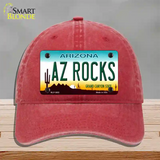 Az Rocks Novelty License Plate Hat Unconstructed Cotton / Red