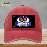 America United Novelty License Plate Hat Unconstructed Cotton / Red