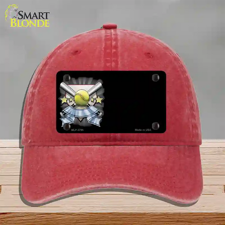 Softball Banner Offset Novelty License Plate Hat Unconstructed Cotton / Red