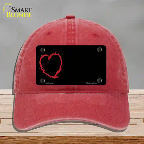 Heart Offset Novelty License Plate Hat Unconstructed Cotton / Red
