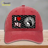 I Love My Doberman Novelty License Plate Hat Unconstructed Cotton / Red