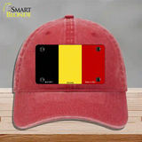 Belgium Flag Novelty License Plate Hat Unconstructed Cotton / Red