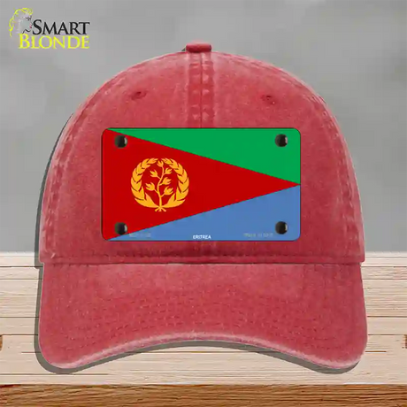 Eritrea Flag Novelty License Plate Hat Unconstructed Cotton / Red