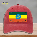 Ethiopia Flag Novelty License Plate Hat Unconstructed Cotton / Red
