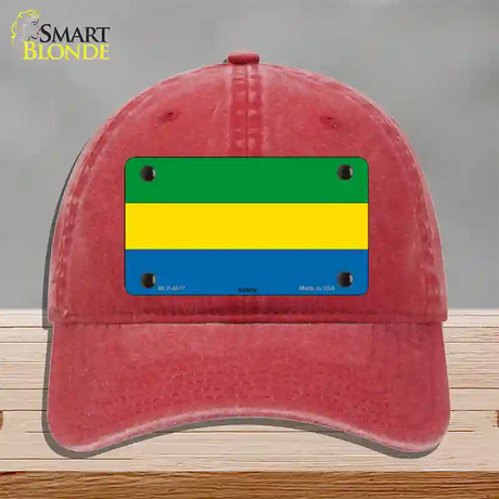 Gabon Flag Novelty License Plate Hat Unconstructed Cotton / Red