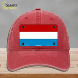 Luxembourg Flag Novelty License Plate Hat Unconstructed Cotton / Red