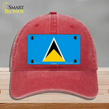 St Lucia Flag Novelty License Plate Hat Unconstructed Cotton / Red