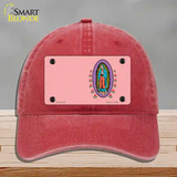 Virgin Mary Pink Novelty License Plate Hat Unconstructed Cotton / Red