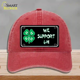 We Support 4-H Novelty License Plate Hat Unconstructed Cotton / Red