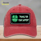 Thanks For Your Support 4-H Novelty License Plate Hat Unconstructed Cotton / Red