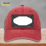 Black White Quatrefoil Center Scallop Novelty License Plate Hat Unconstructed Cotton / Red