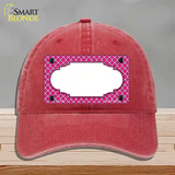Pink White Quatrefoil Center Scallop Novelty License Plate Hat Unconstructed Cotton / Red